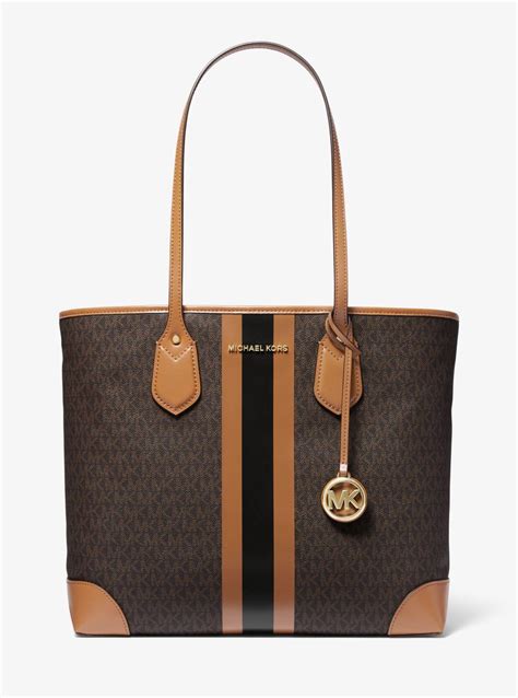 michael kors eva stripe tote|MICHAEL Michael Kors Eva Large Logo Stripe Tote Bag .